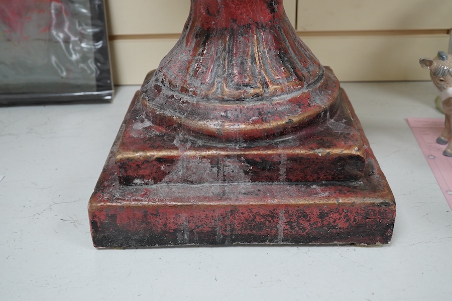 A large painted cast plaster urn, 59cm high. Condition - fair to good.